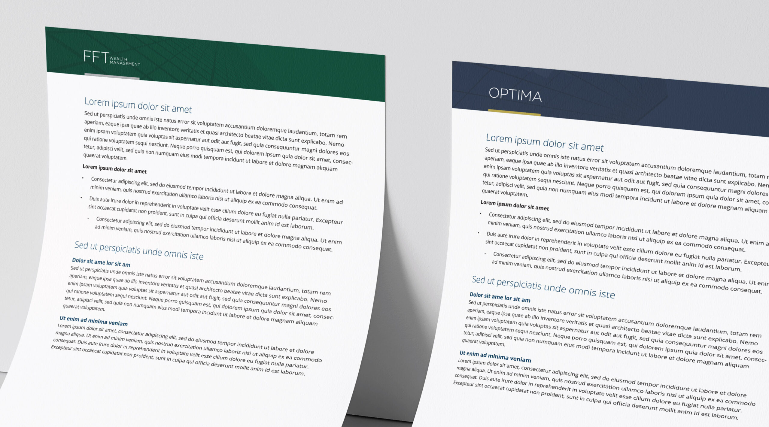 FFT Wealth Management and Optima templates